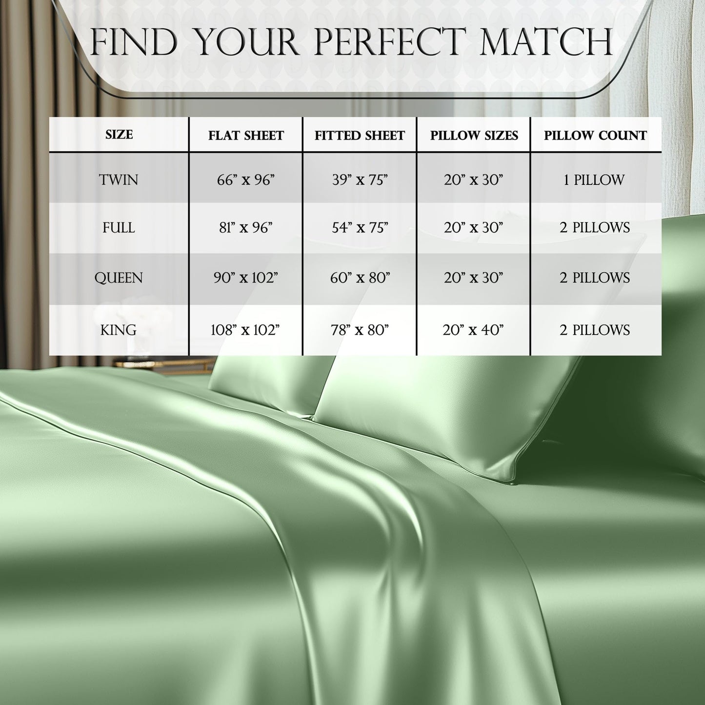 Satin Sheet Set - Sage Green