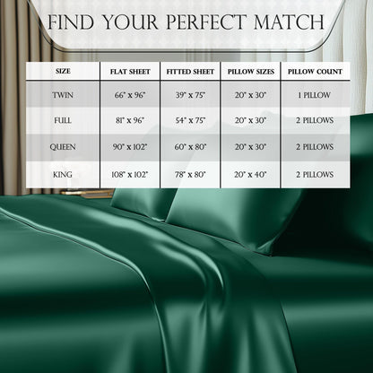 Satin Sheet Set - Dark Green