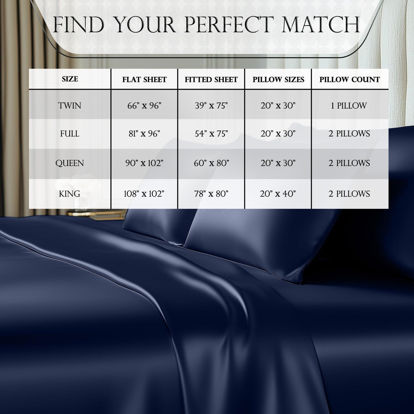 Satin Sheet Set - Navy Blue