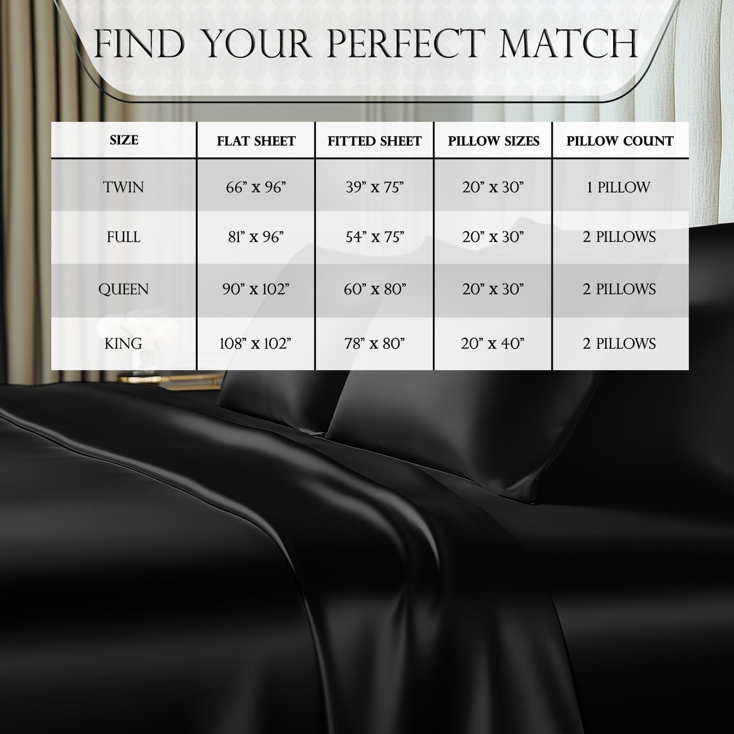 Satin Sheet Set - Black