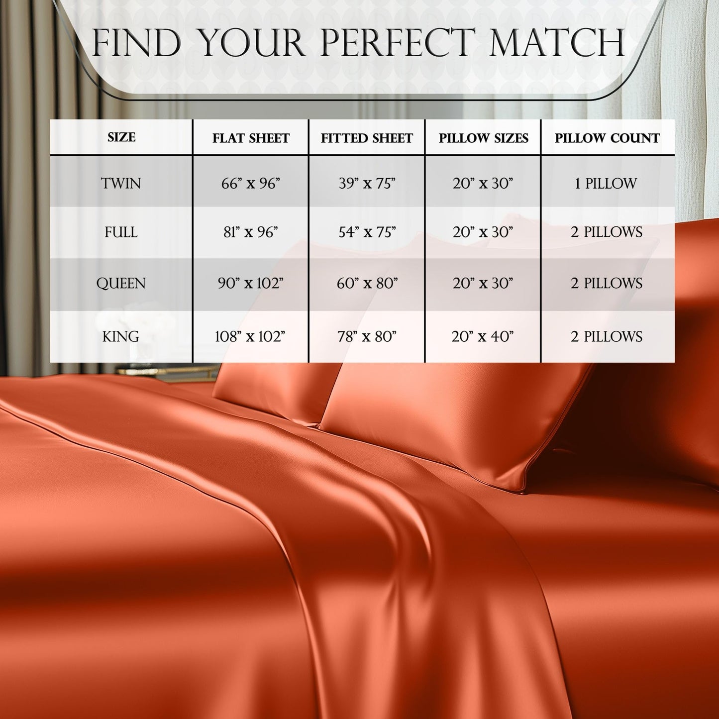 Satin Sheet Set - Burnt Orange