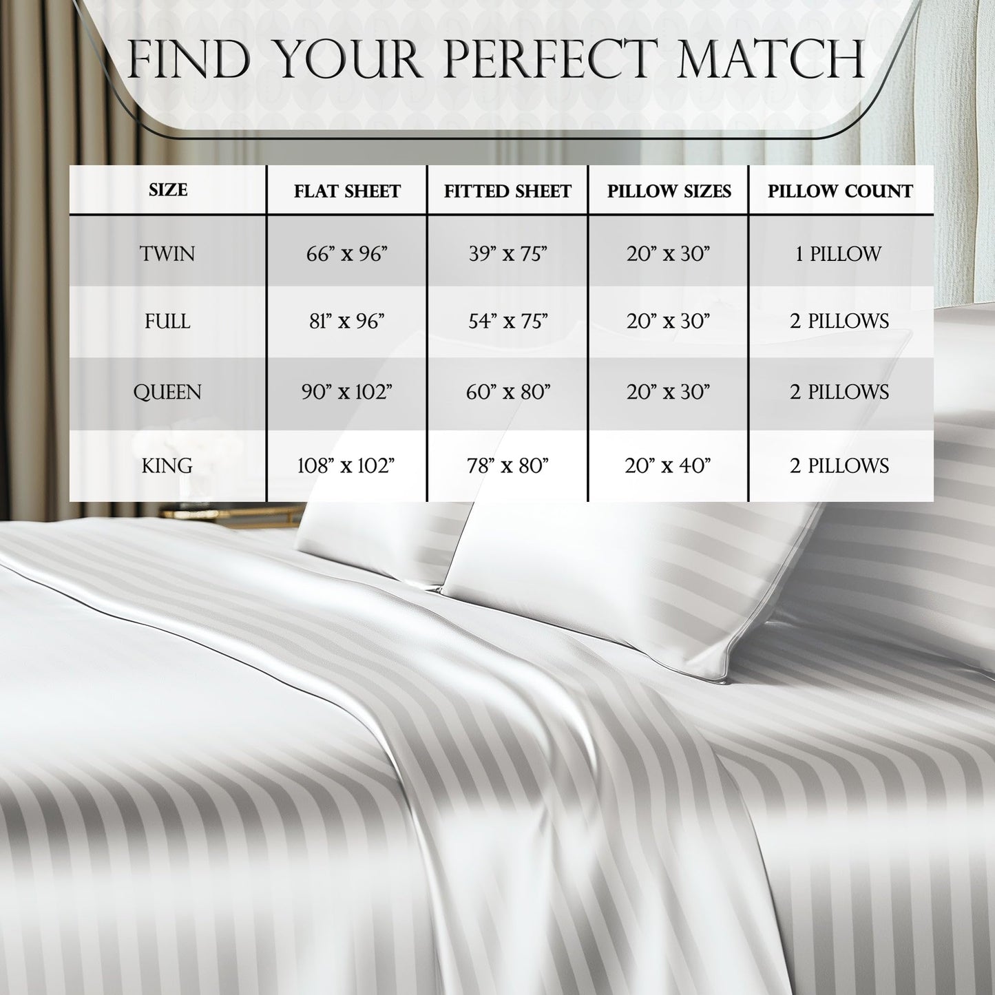 Satin Sheet Set - Striped White