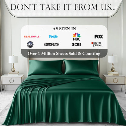 Satin Sheet Set - Dark Green