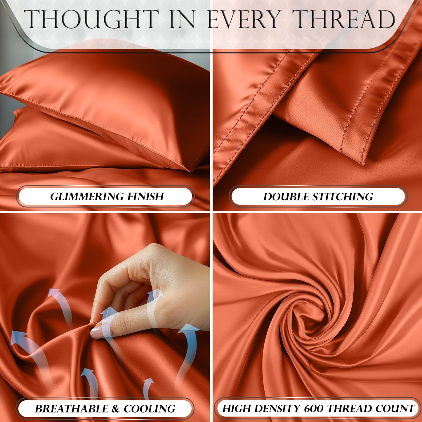 Satin Sheet Set - Burnt Orange