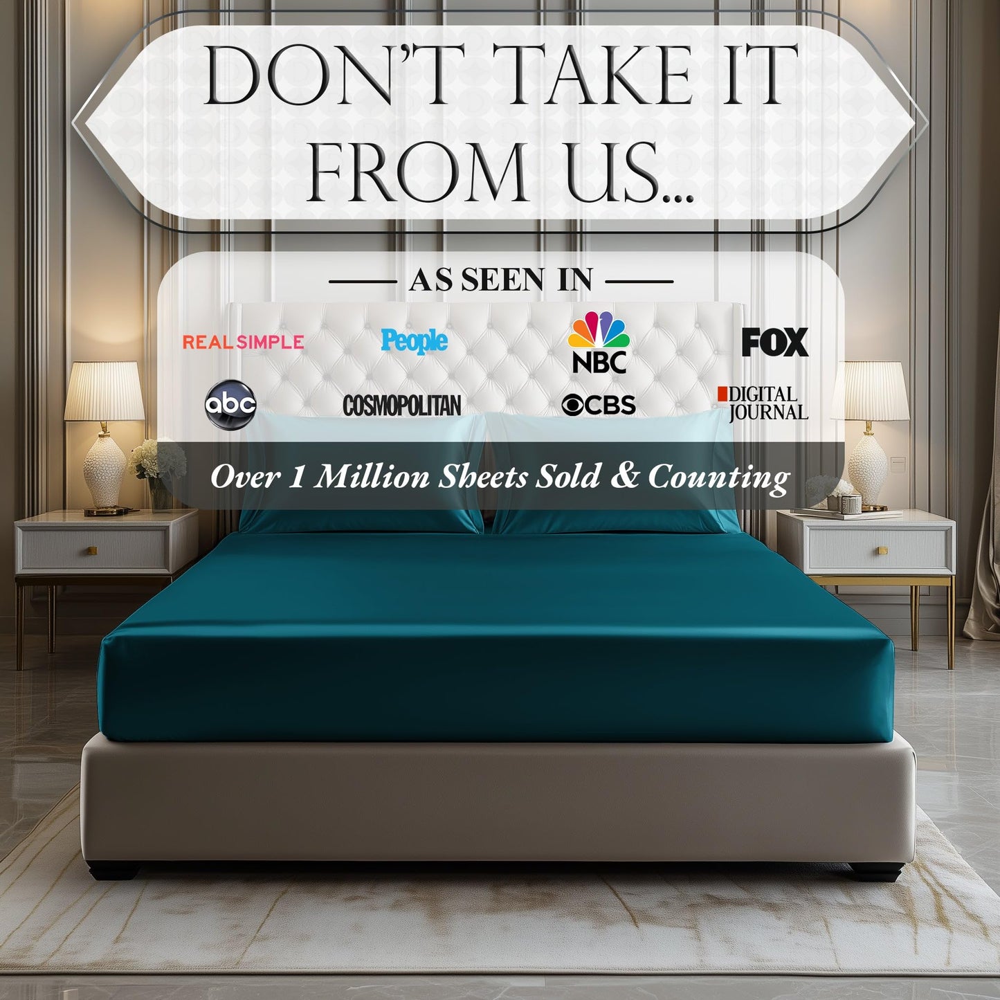 Satin Fitted Sheet - Sea Teal