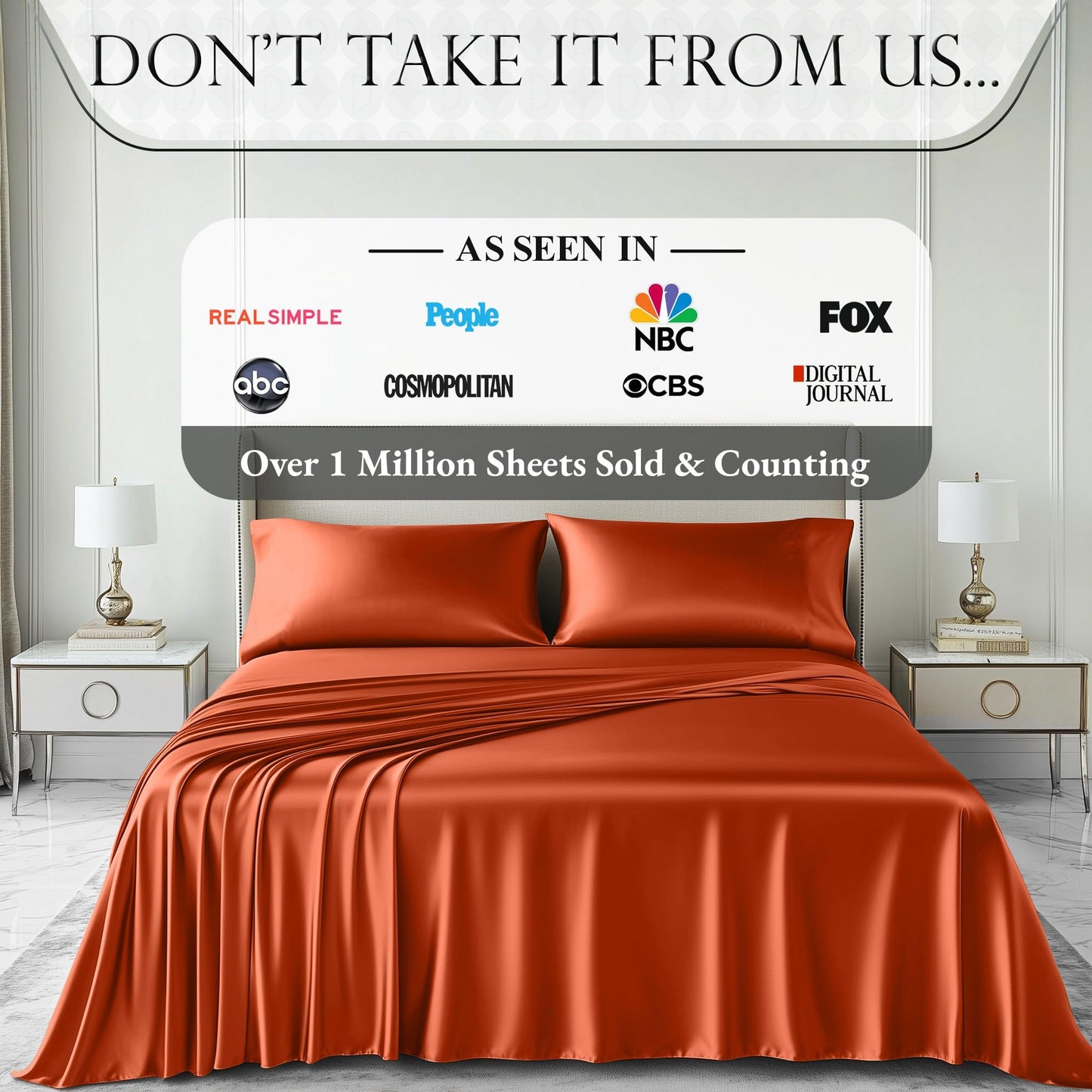Satin Sheet Set - Burnt Orange