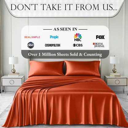 Satin Sheet Set - Burnt Orange