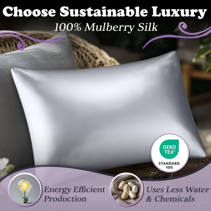 Silk Sleep Pillowcase - Silver Grey
