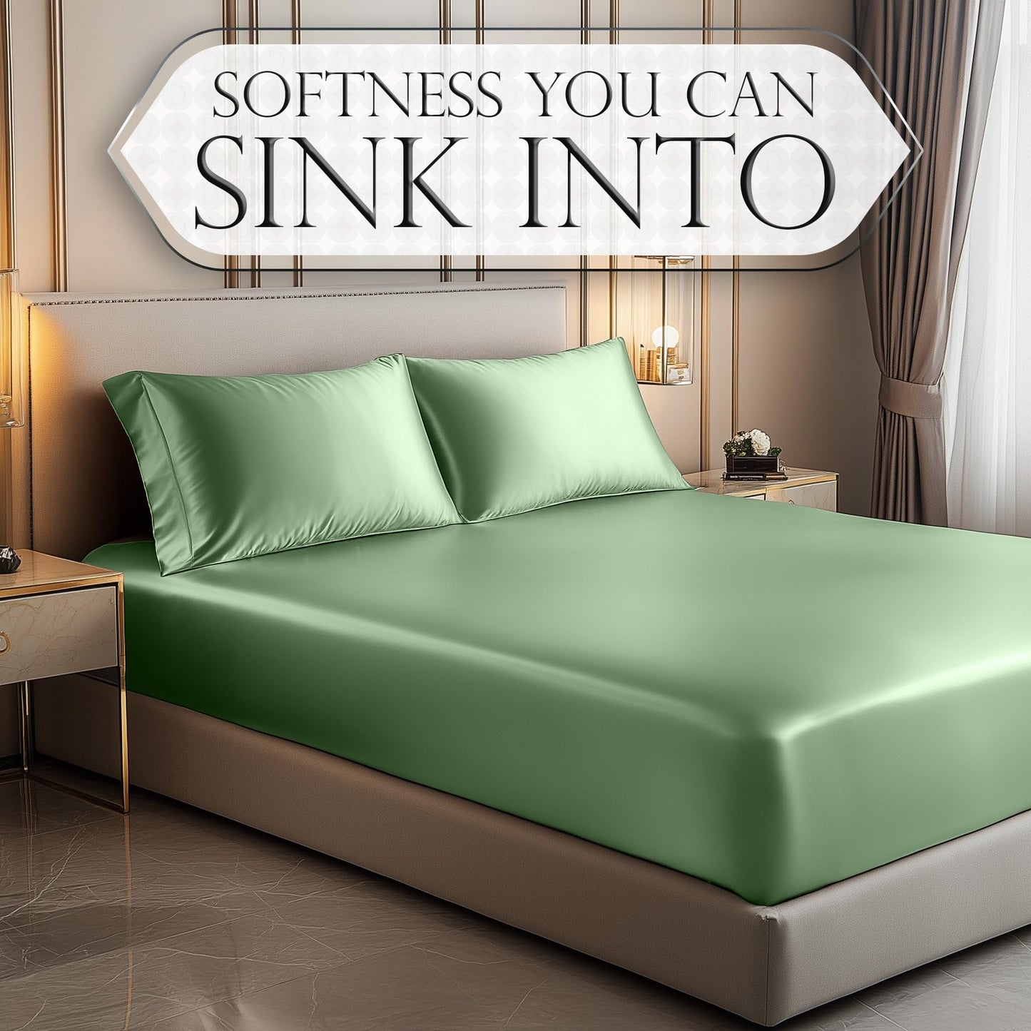 Satin Fitted Sheet - Sage Green