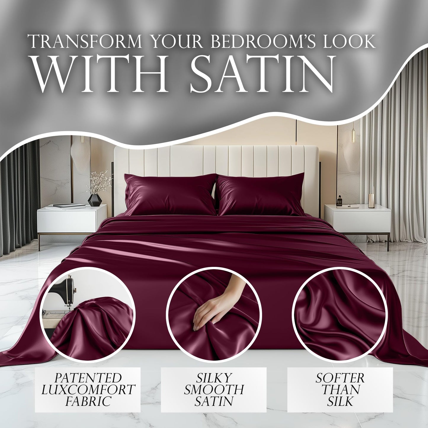 Satin Sheet Set - Rosewood