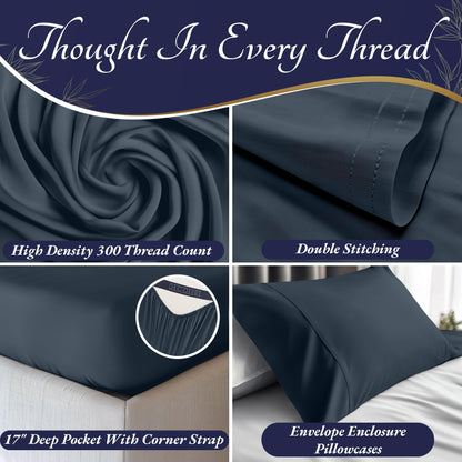 Bamboo Sheet Set - Navy Blue