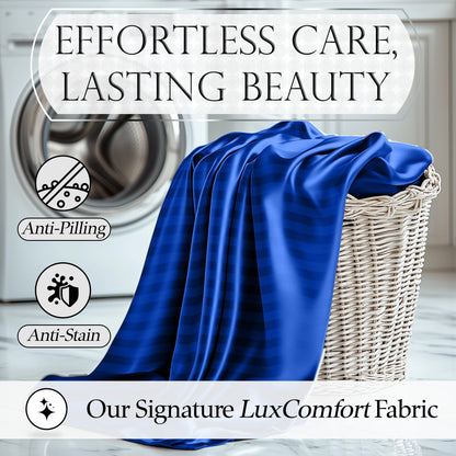 Satin Sheet Set - Striped Blue