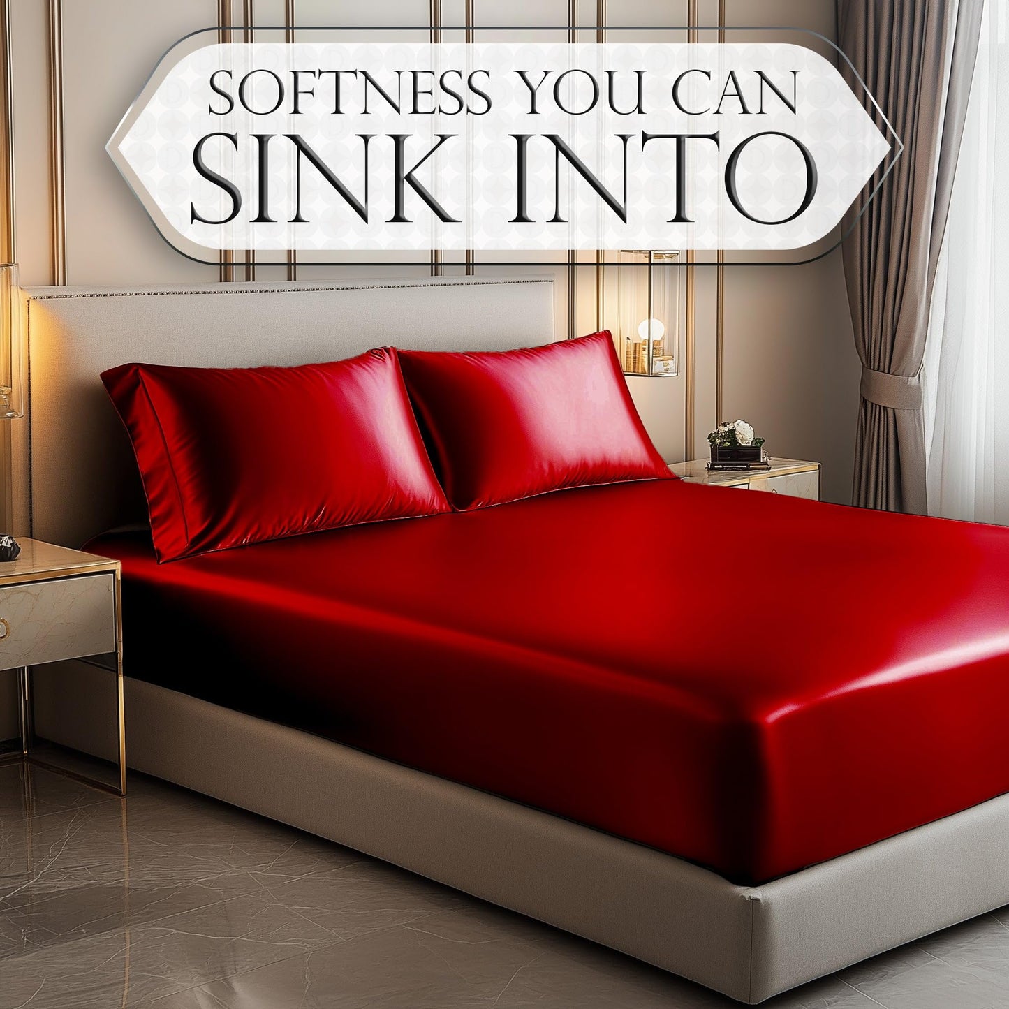 Satin Fitted Sheet - Red
