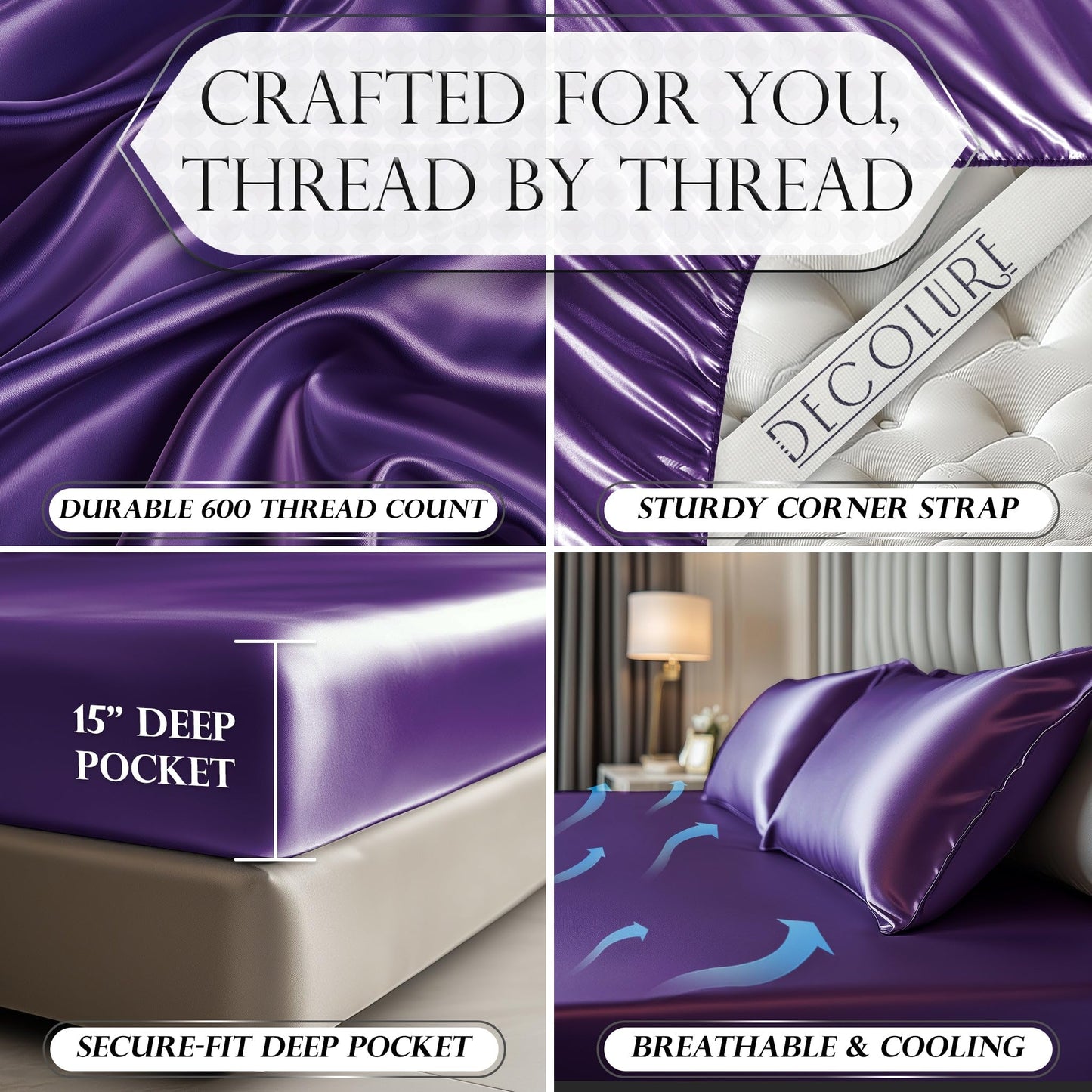 Satin Fitted Sheet - Purple