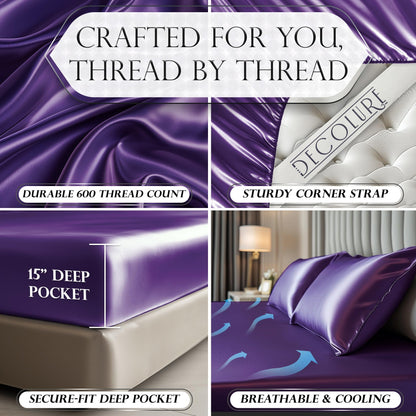 Satin Fitted Sheet - Purple