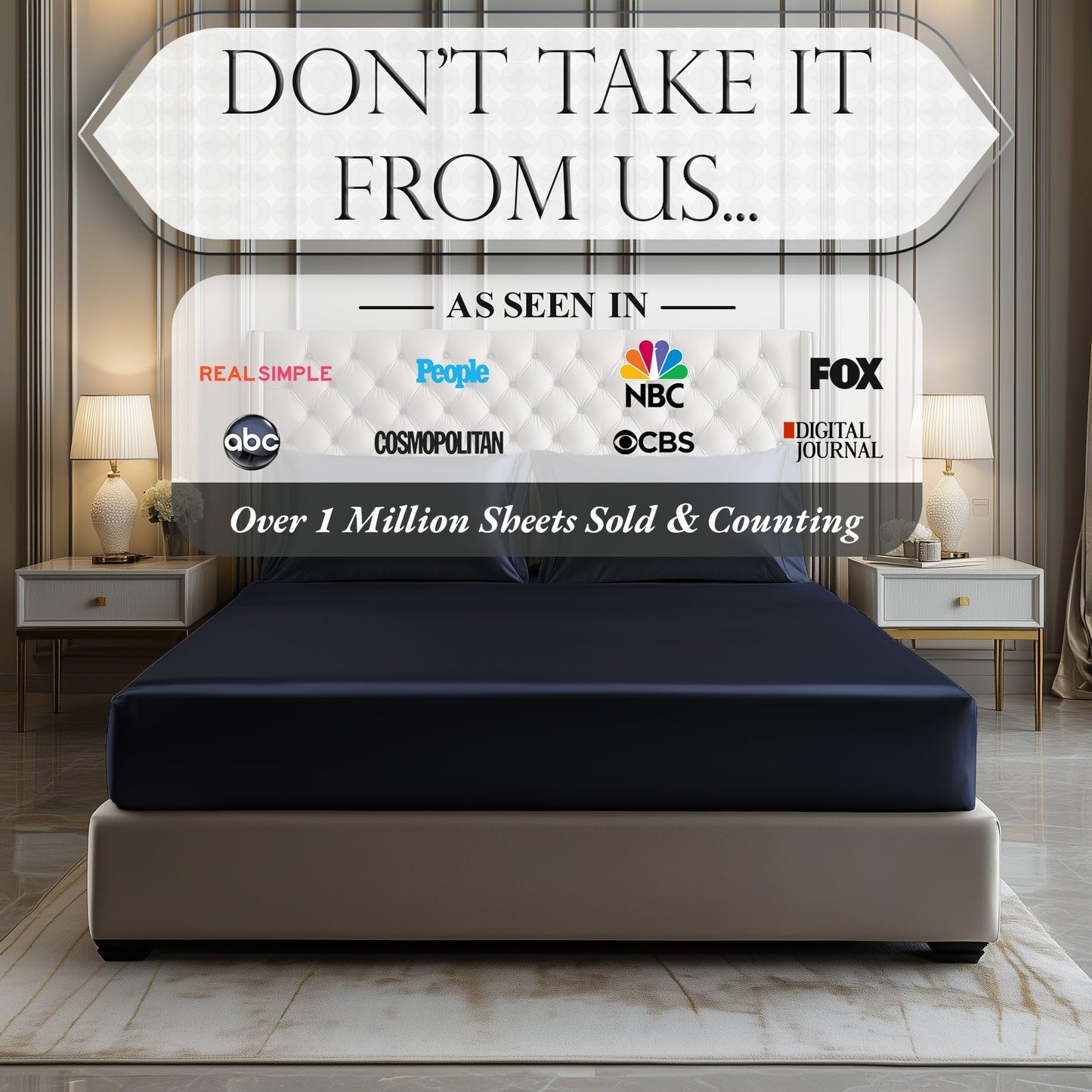 Satin Fitted Sheet - Navy Blue