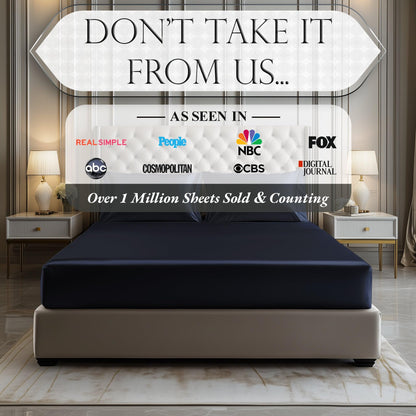 Satin Fitted Sheet - Navy Blue
