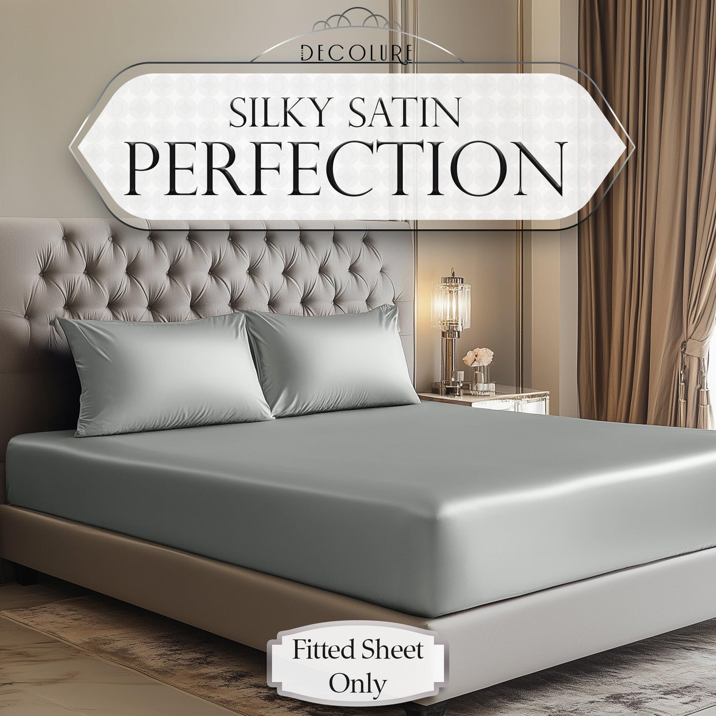 Satin Fitted Sheet - Grey