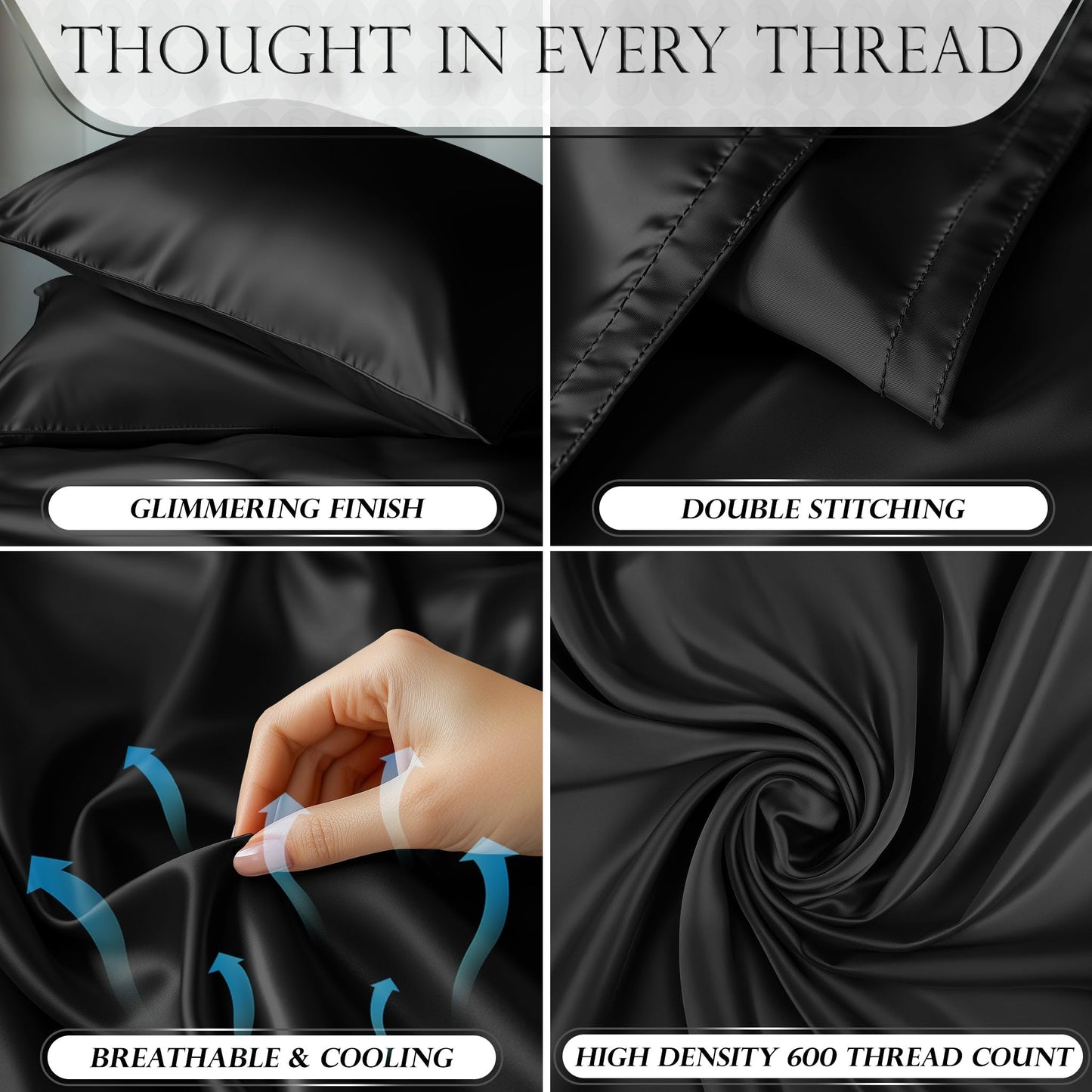 Satin Sheet Set - Black