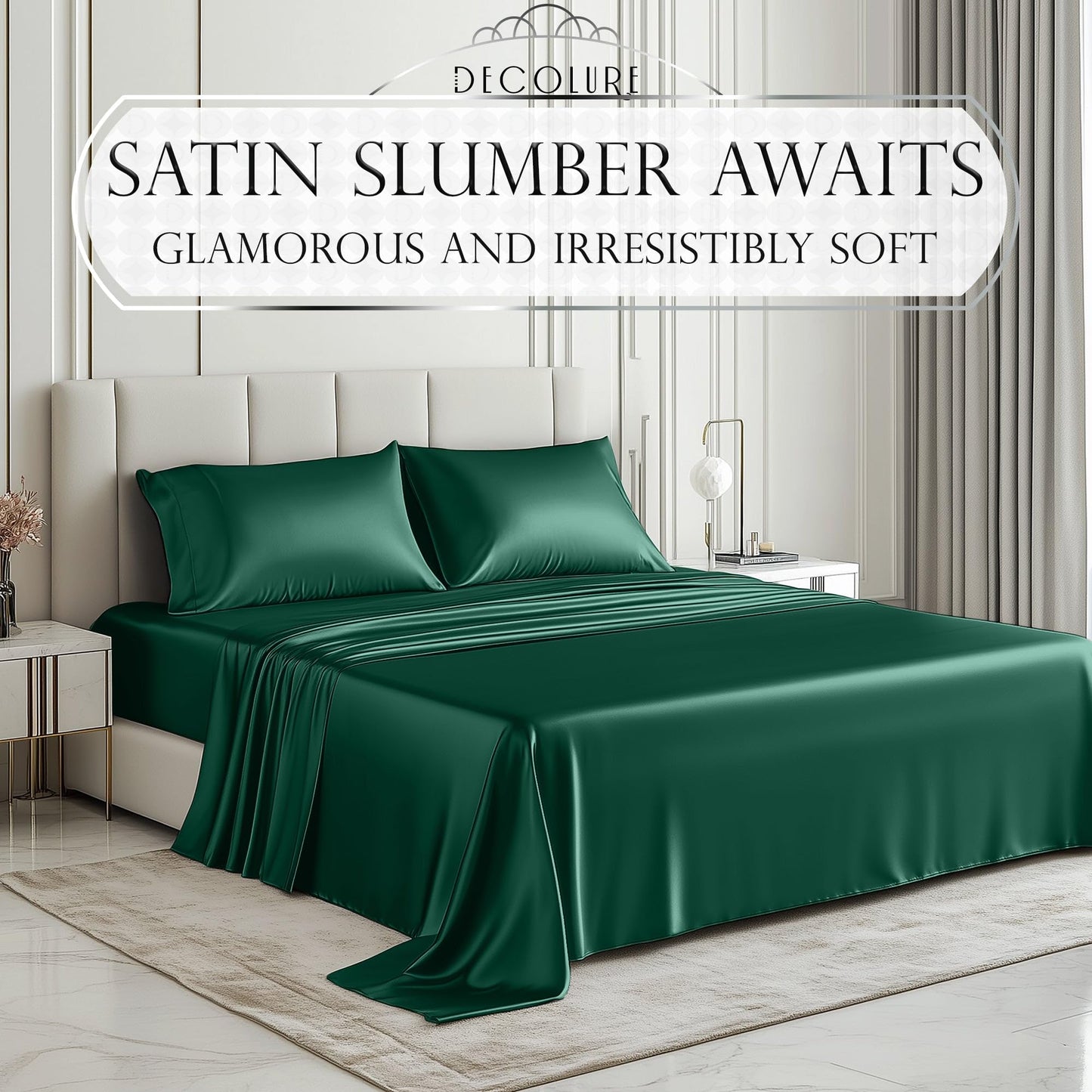 Satin Sheet Set - Dark Green