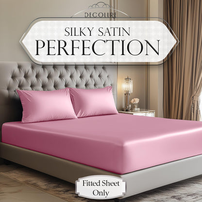 Satin Fitted Sheet - Pink