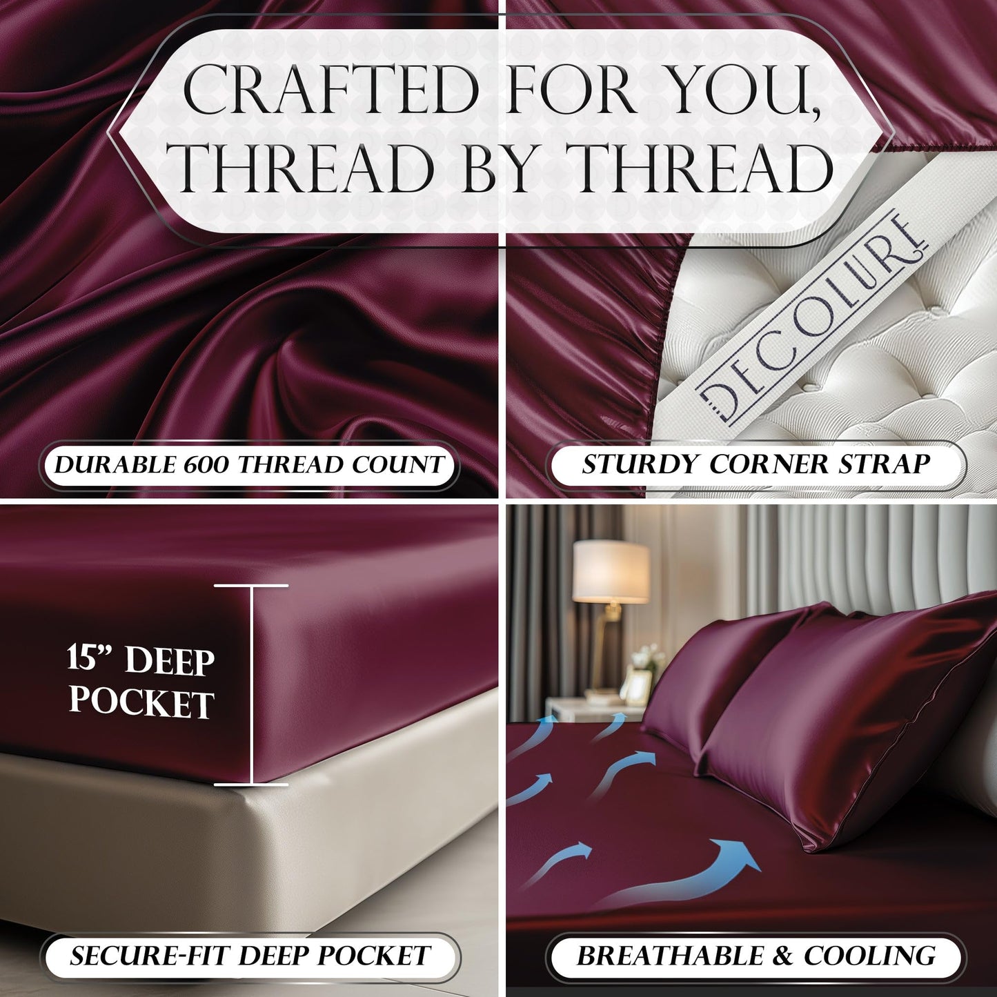Satin Fitted Sheet - Rosewood