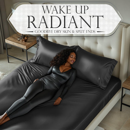 Satin Fitted Sheet - Stone Grey