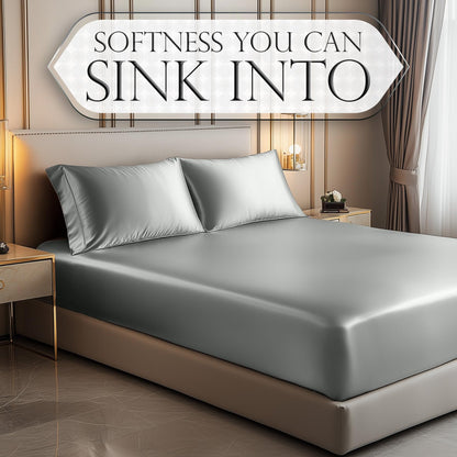 Satin Fitted Sheet - Grey
