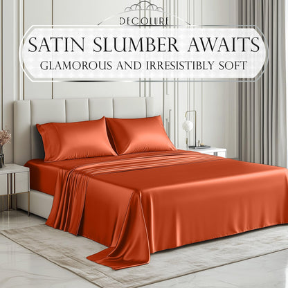Satin Sheet Set - Burnt Orange