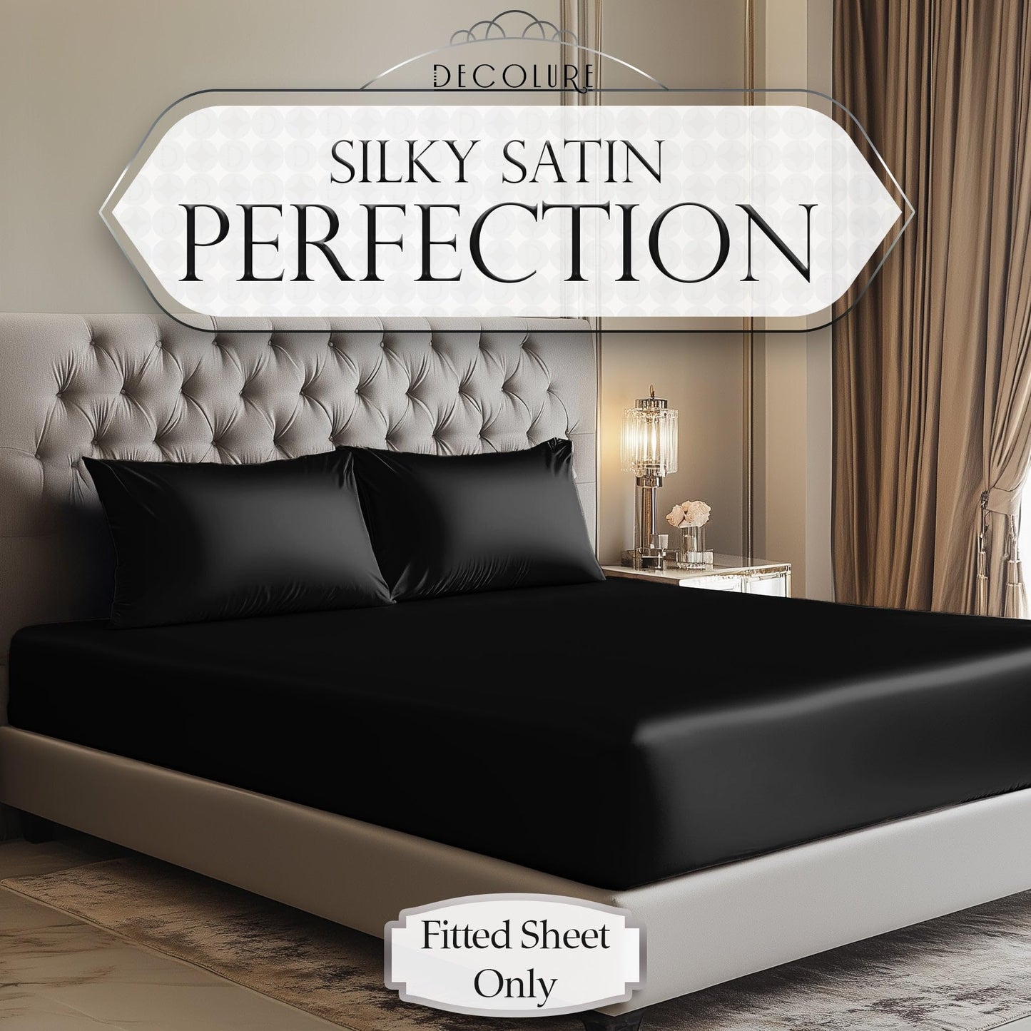 Satin Fitted Sheet - Black