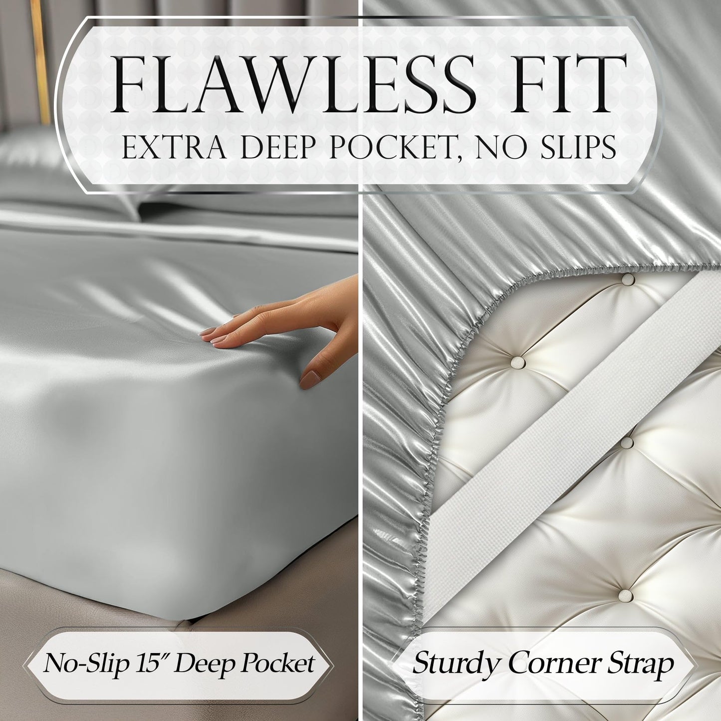 Satin Sheet Set - Grey