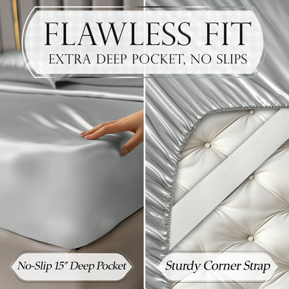 Satin Sheet Set - Grey
