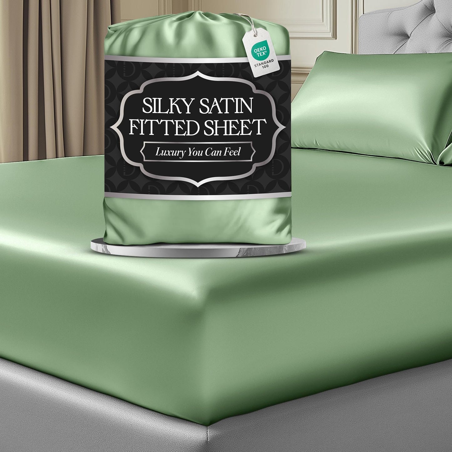 Satin Fitted Sheet - Sage Green