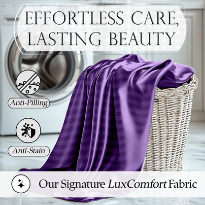 Satin Sheet Set - Striped Purple