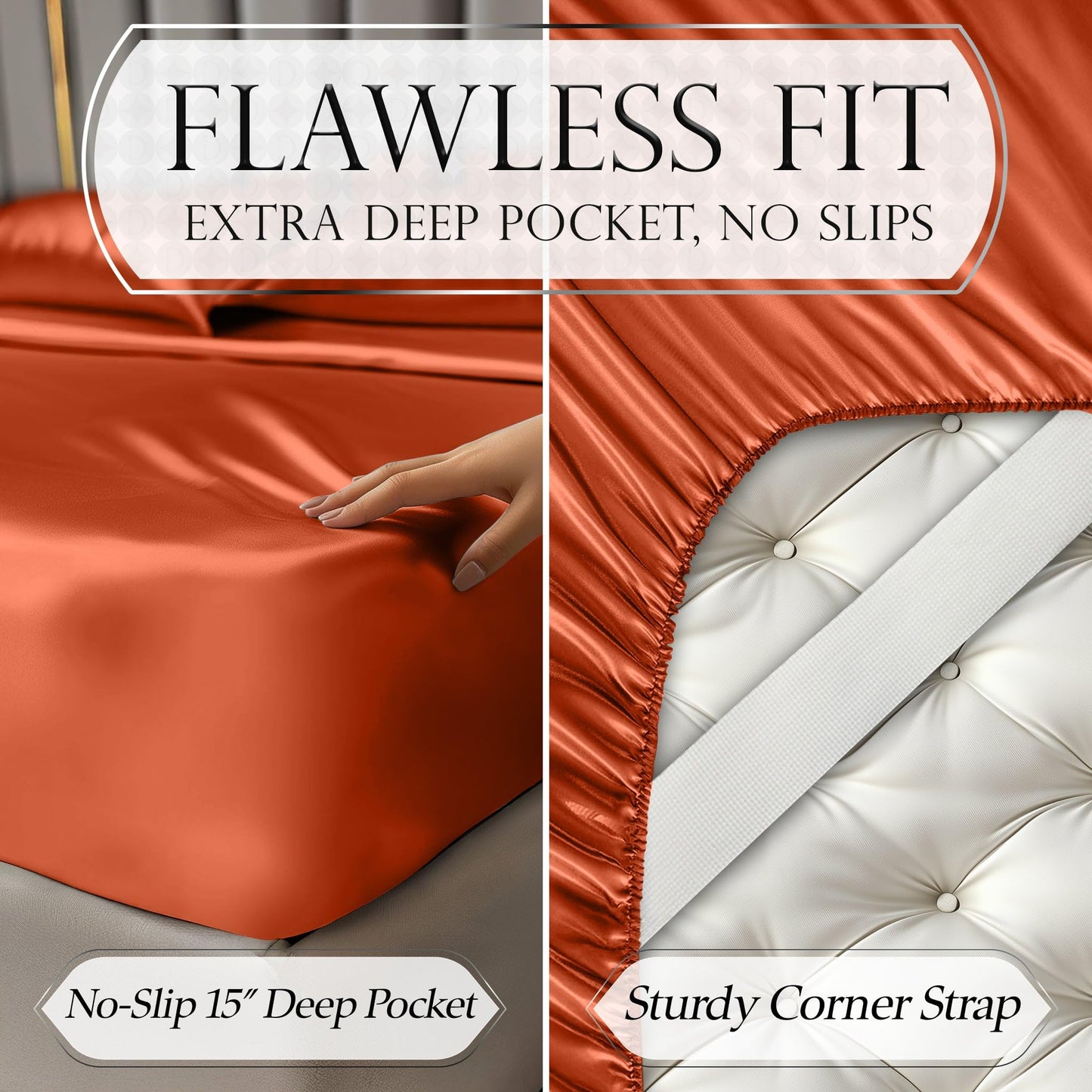 Satin Sheet Set - Burnt Orange
