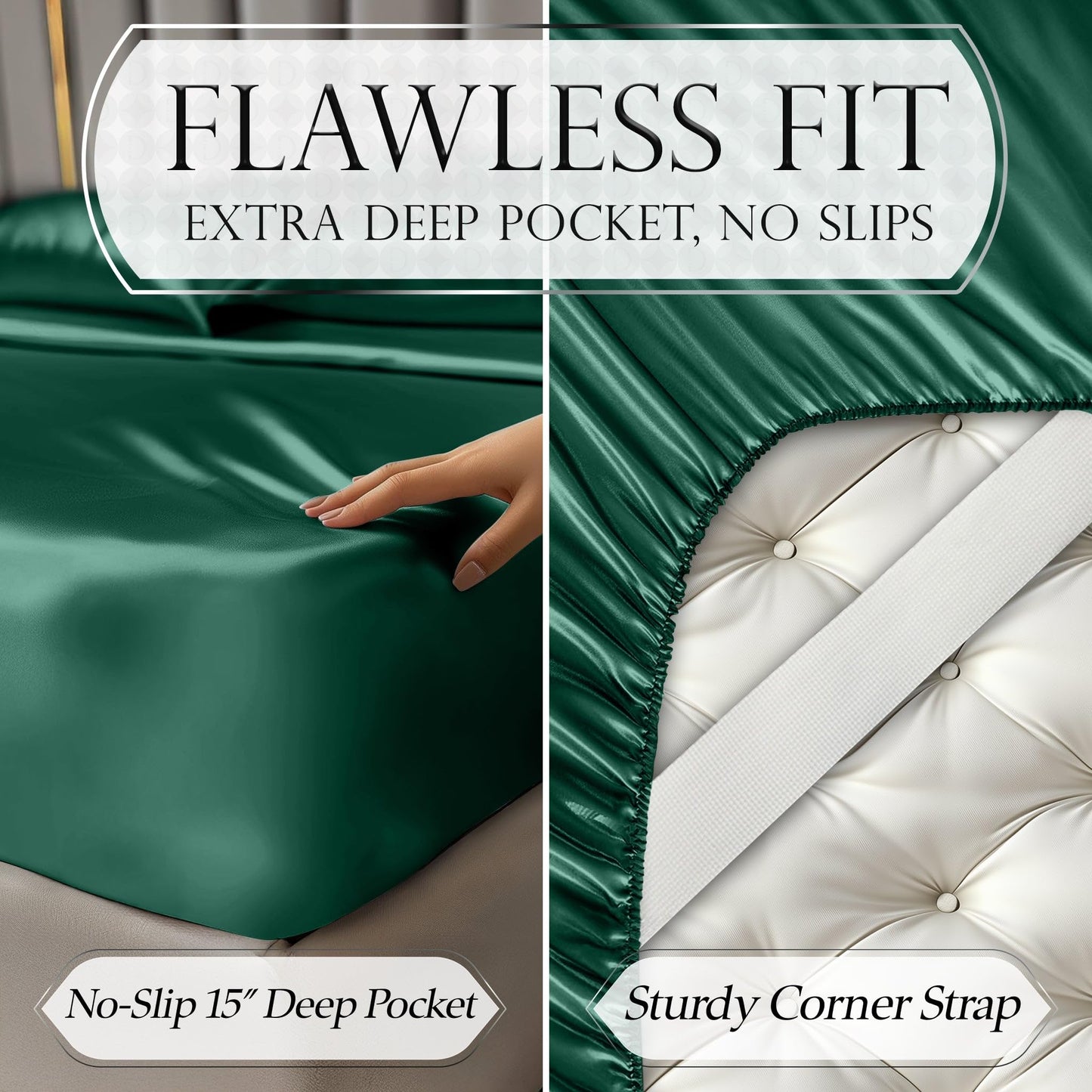 Satin Sheet Set - Dark Green
