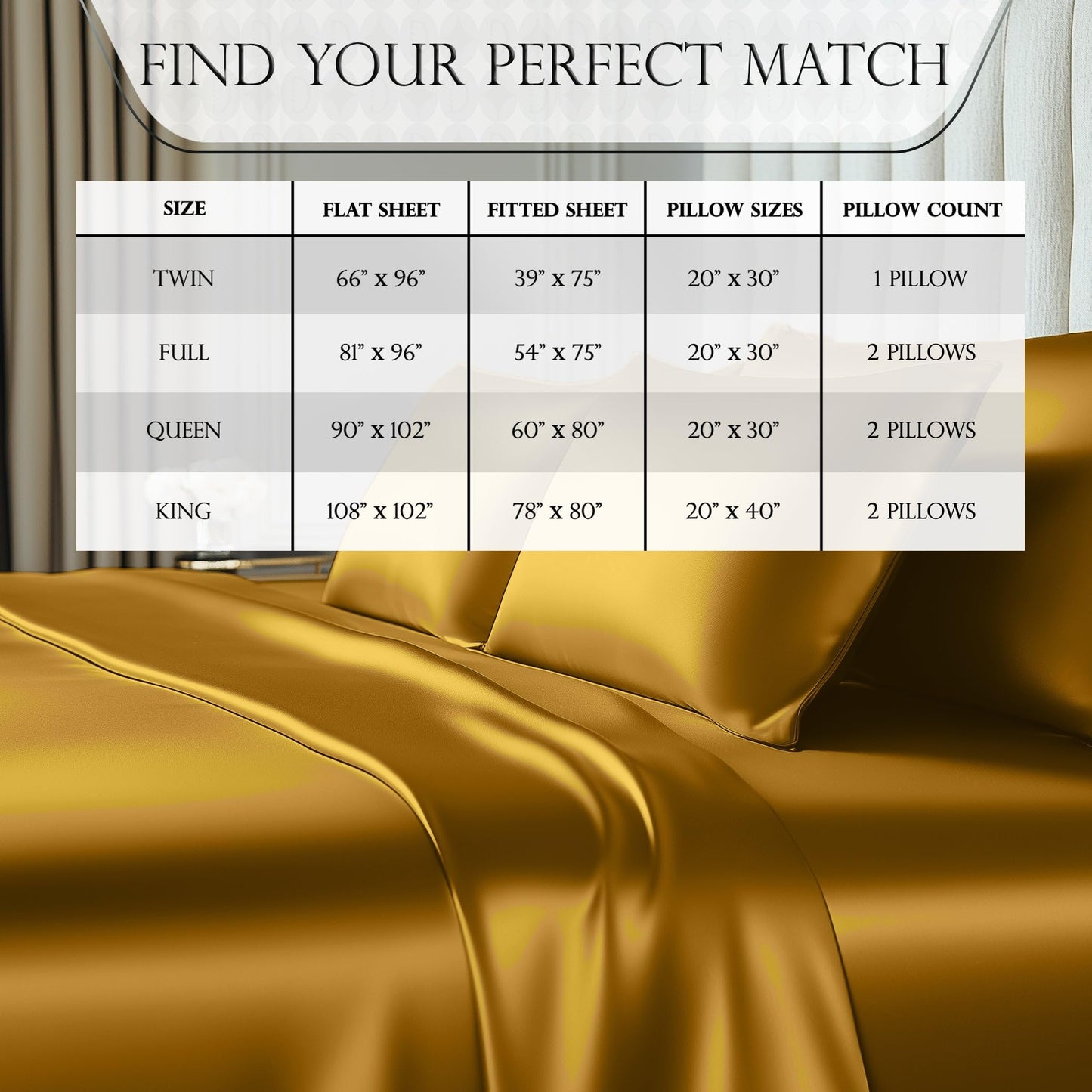 Satin Sheet Set - Gold