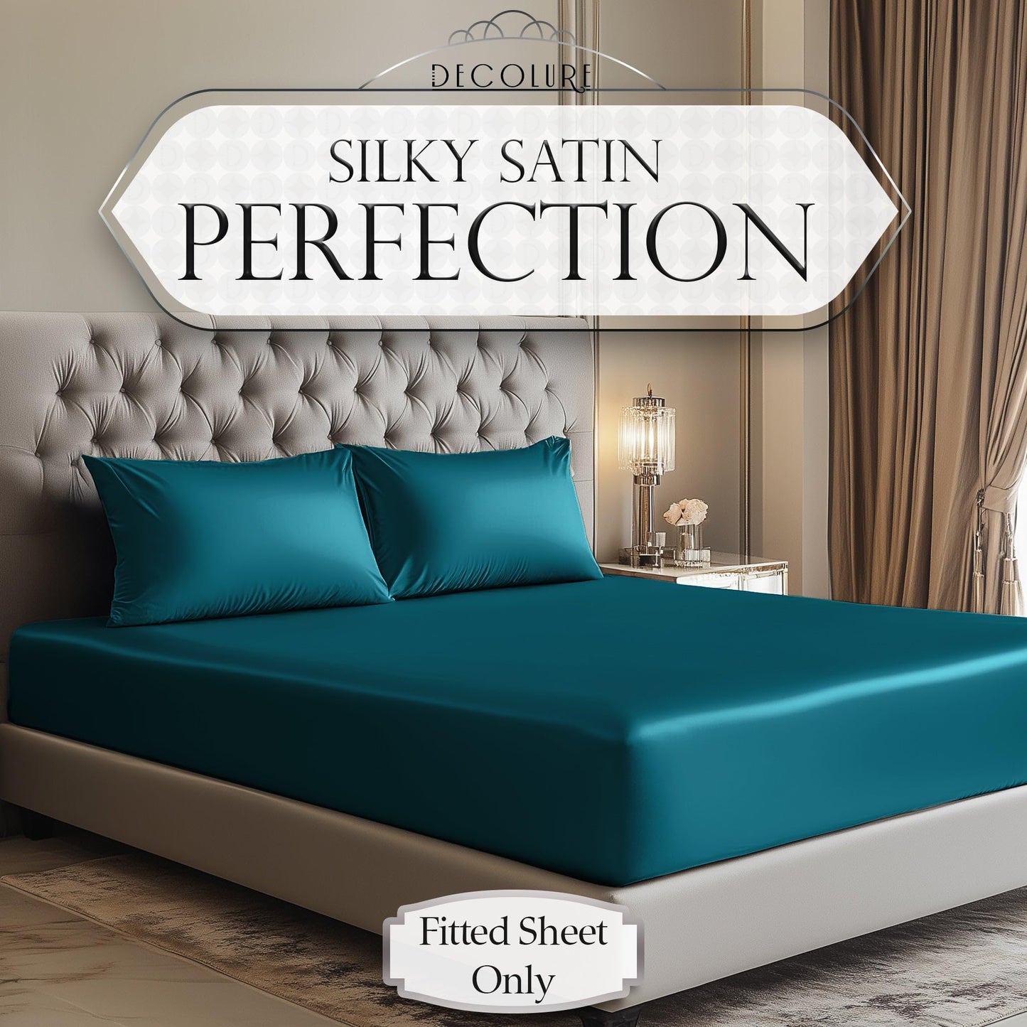 Satin Fitted Sheet - Sea Teal