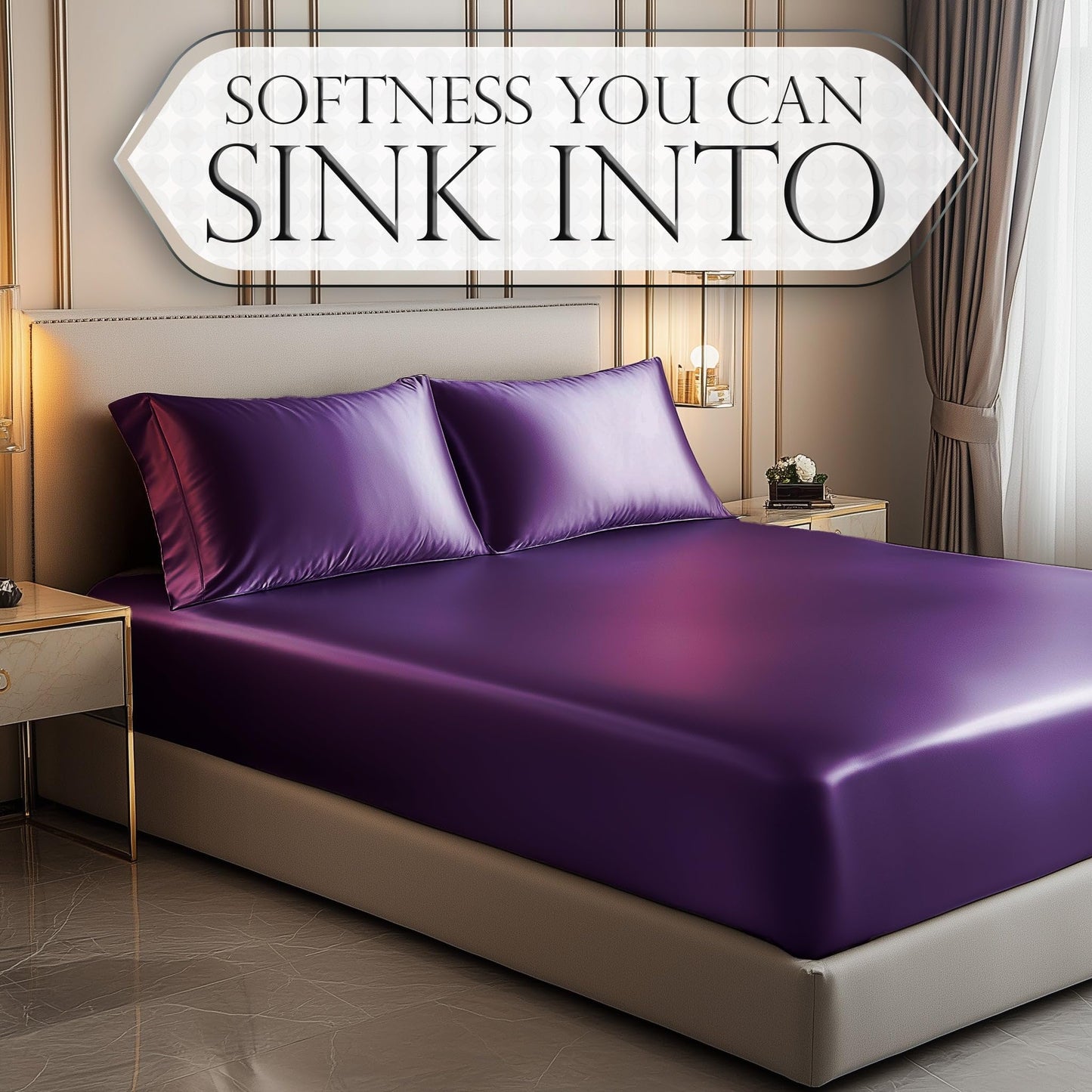 Satin Fitted Sheet - Purple