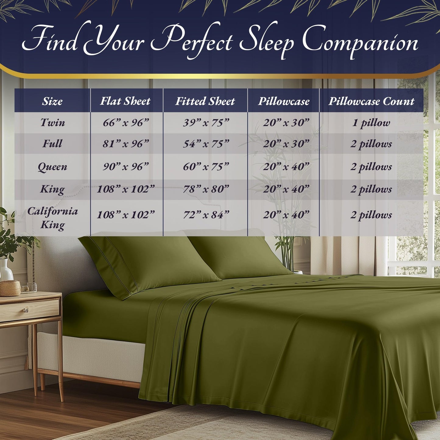 Bamboo Sheet Set - Light Olive