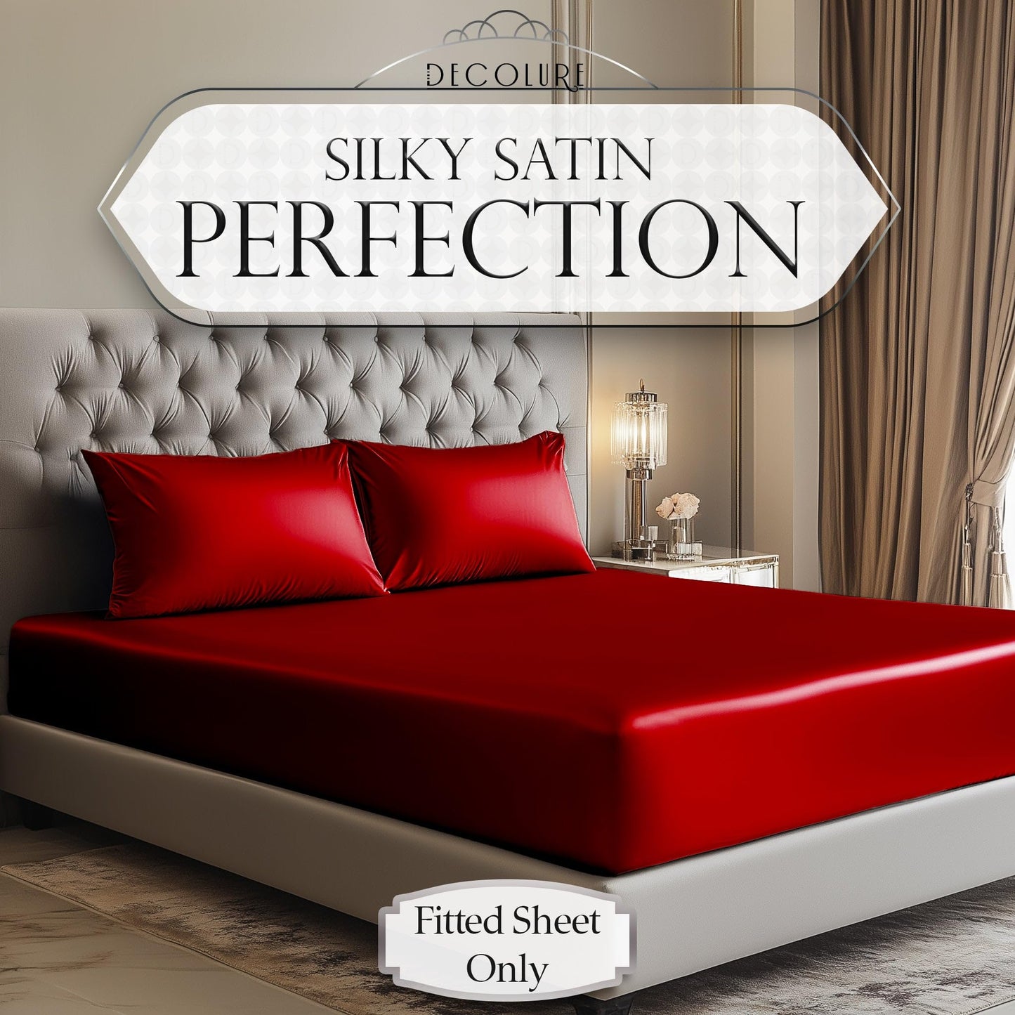 Satin Fitted Sheet - Red