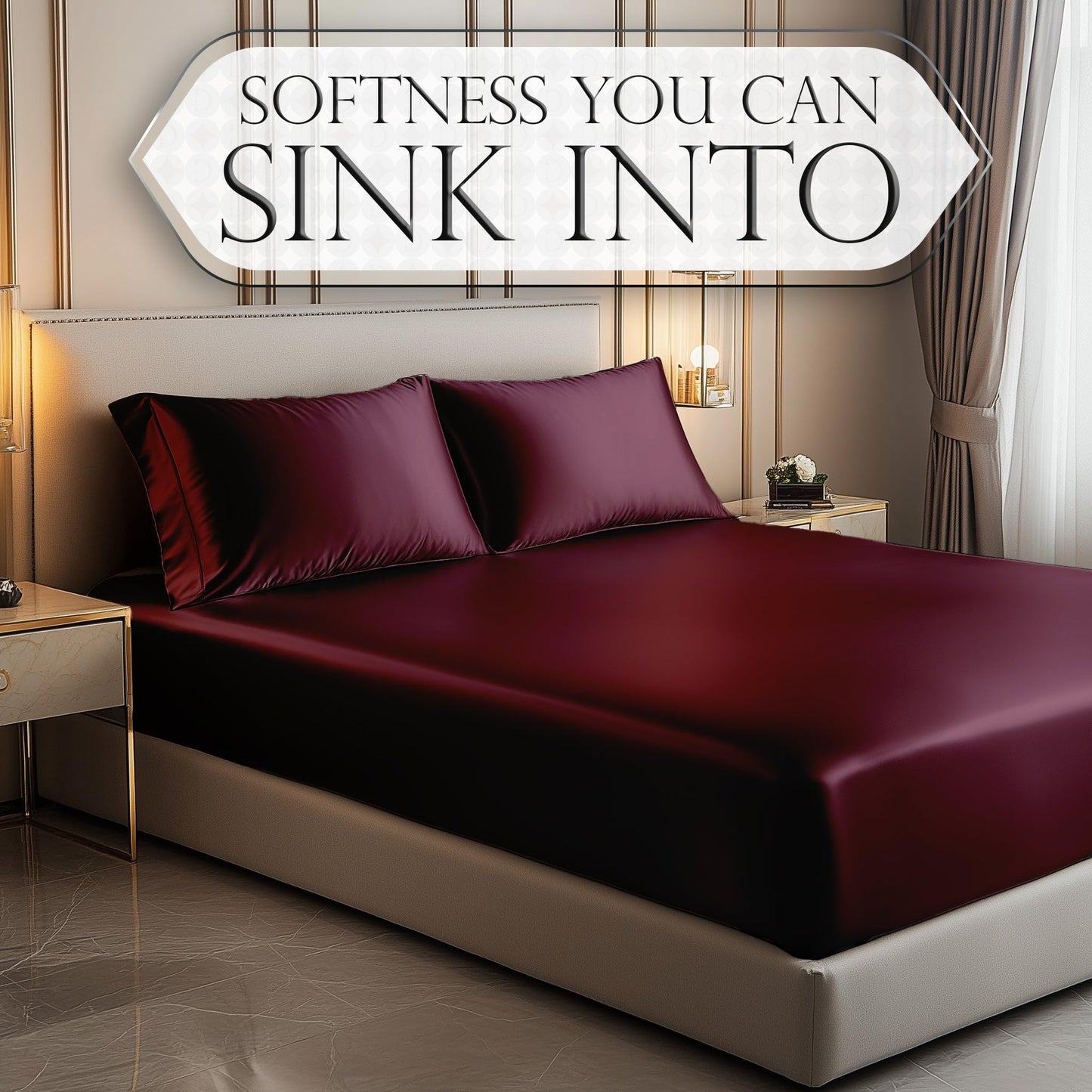Satin Fitted Sheet - Rosewood