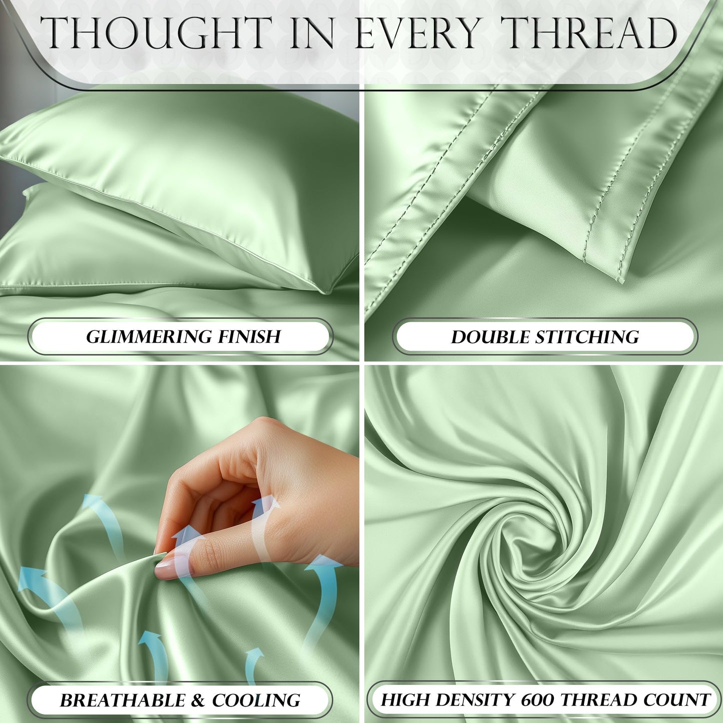 Satin Sheet Set - Sage Green