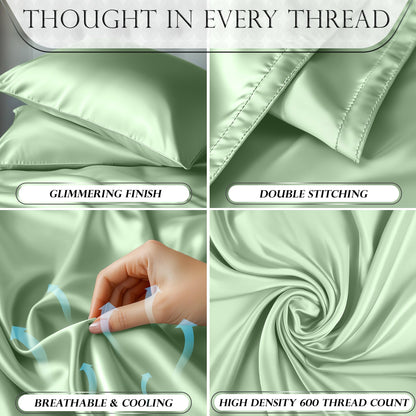 Satin Sheet Set - Sage Green