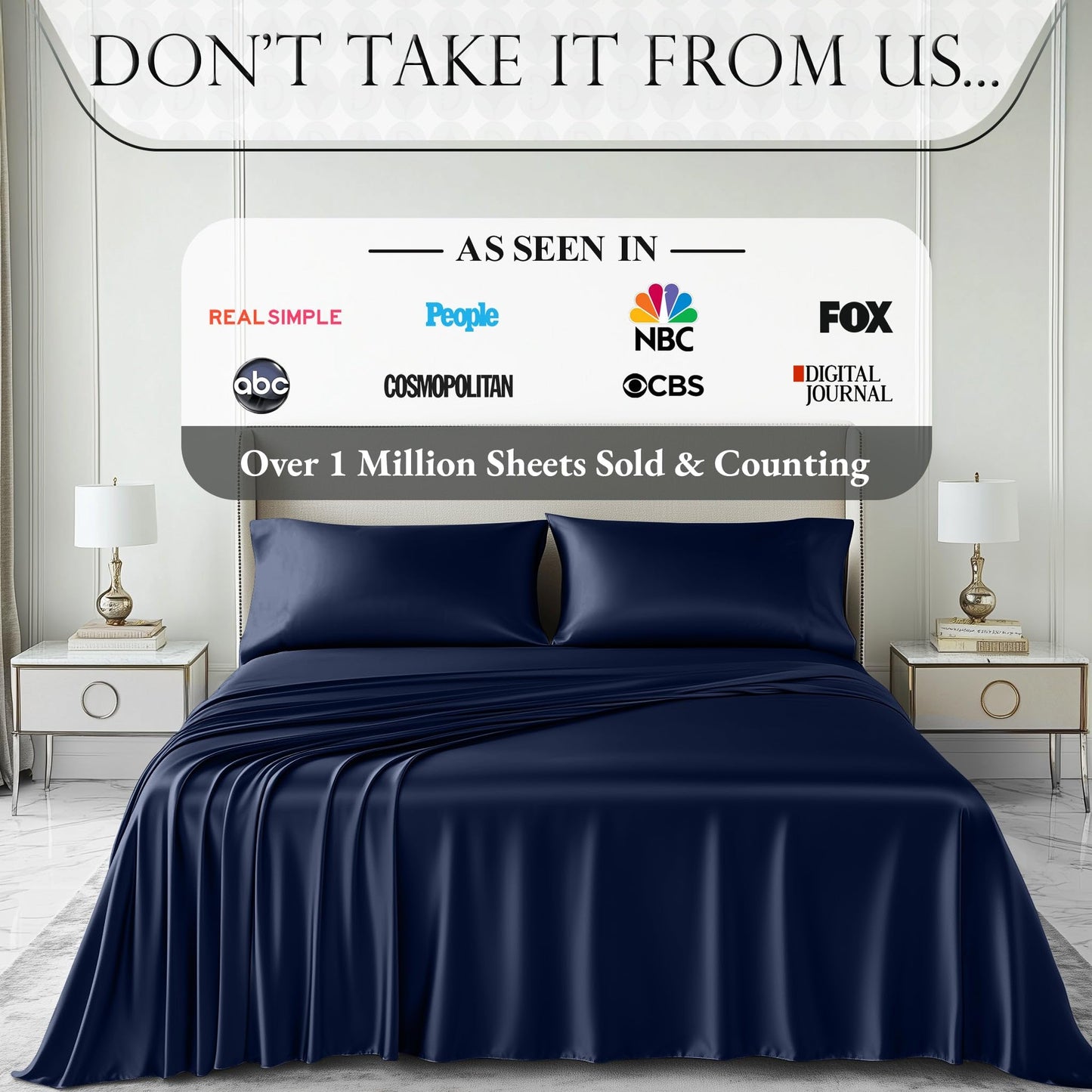 Satin Sheet Set - Navy Blue