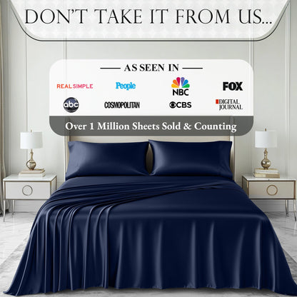 Satin Sheet Set - Navy Blue