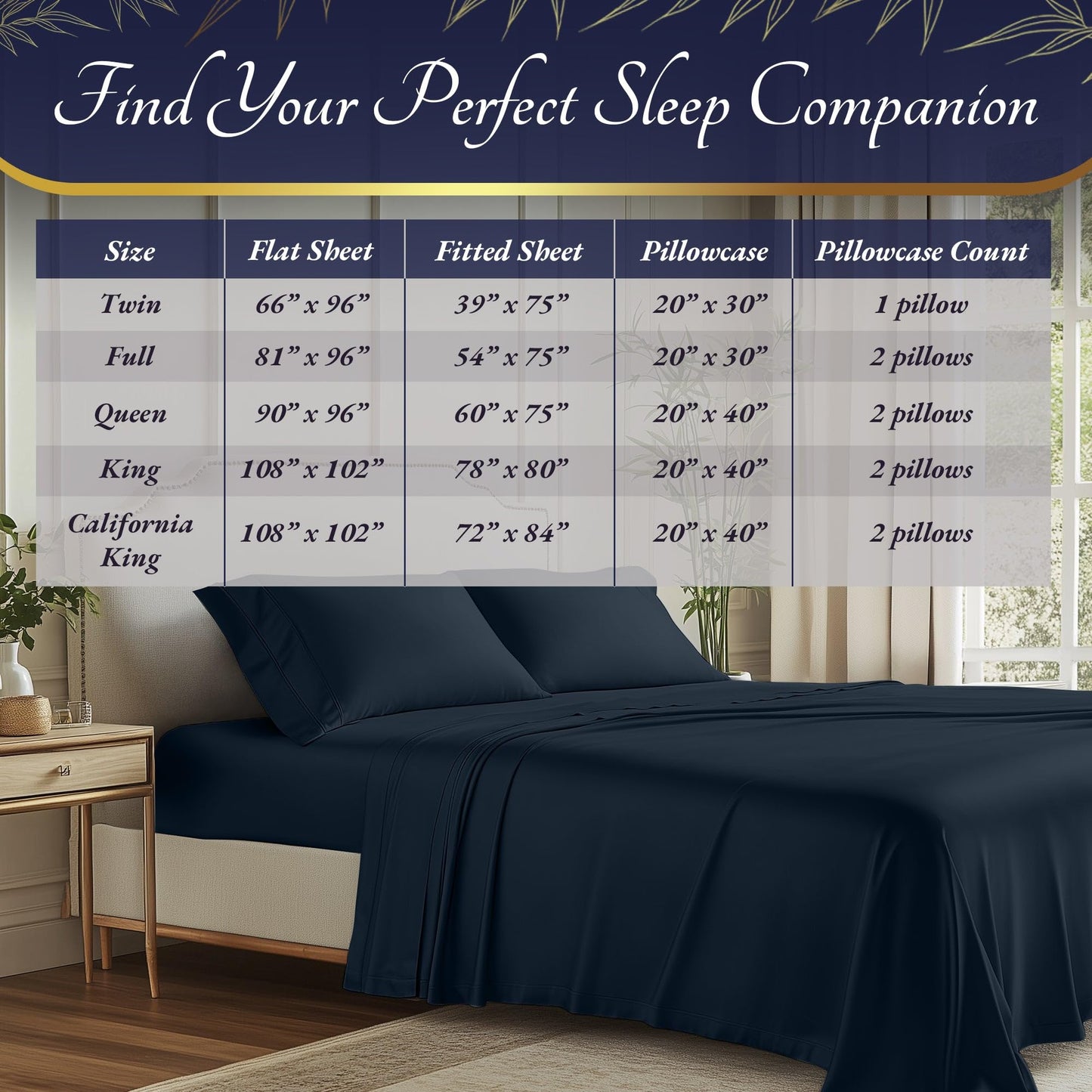 Bamboo Sheet Set - Navy Blue