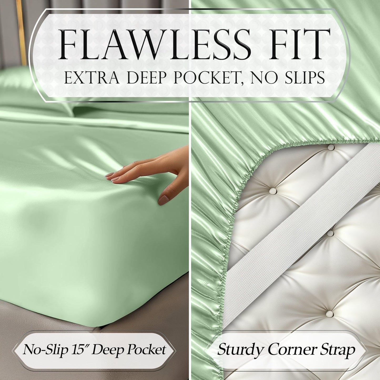Satin Sheet Set - Sage Green