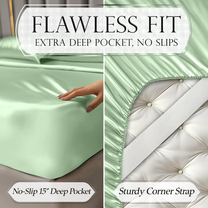 Satin Sheet Set - Sage Green