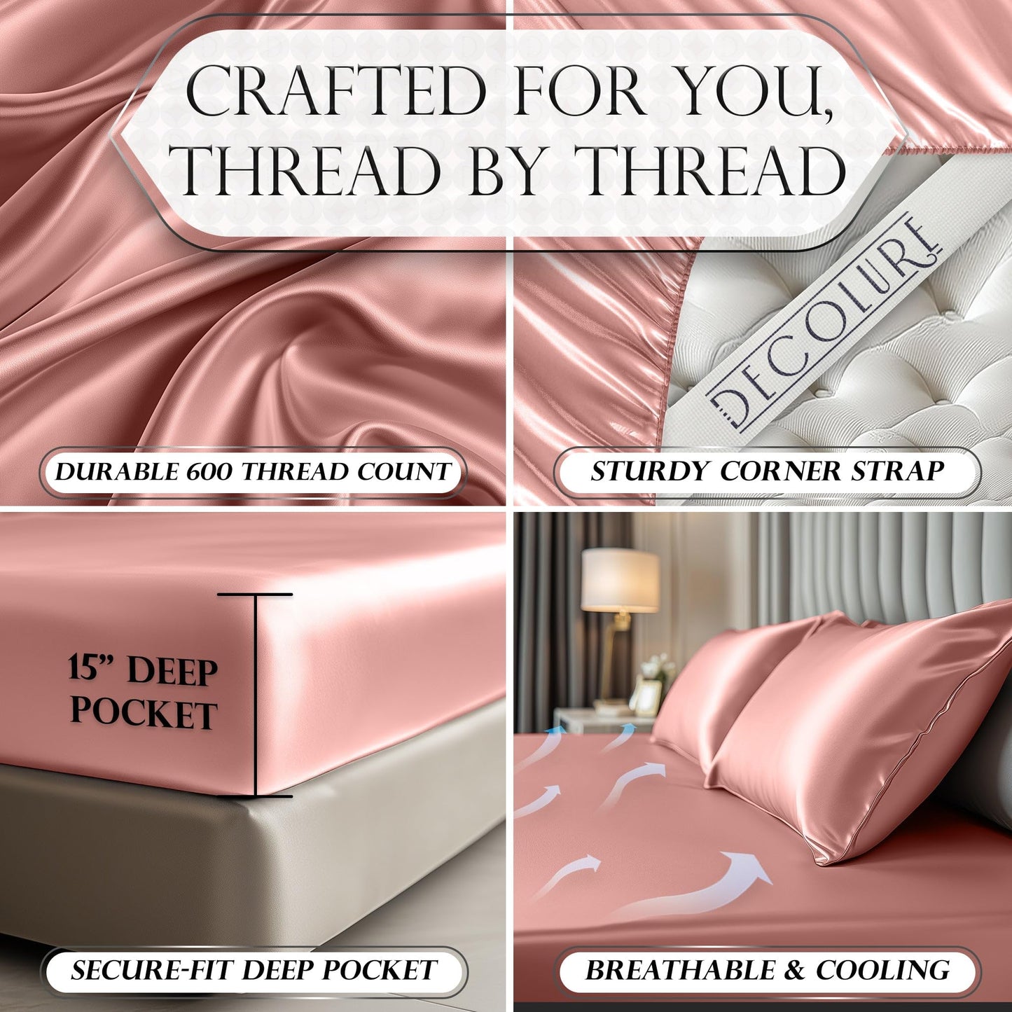 Satin Fitted Sheet - Blush Pink